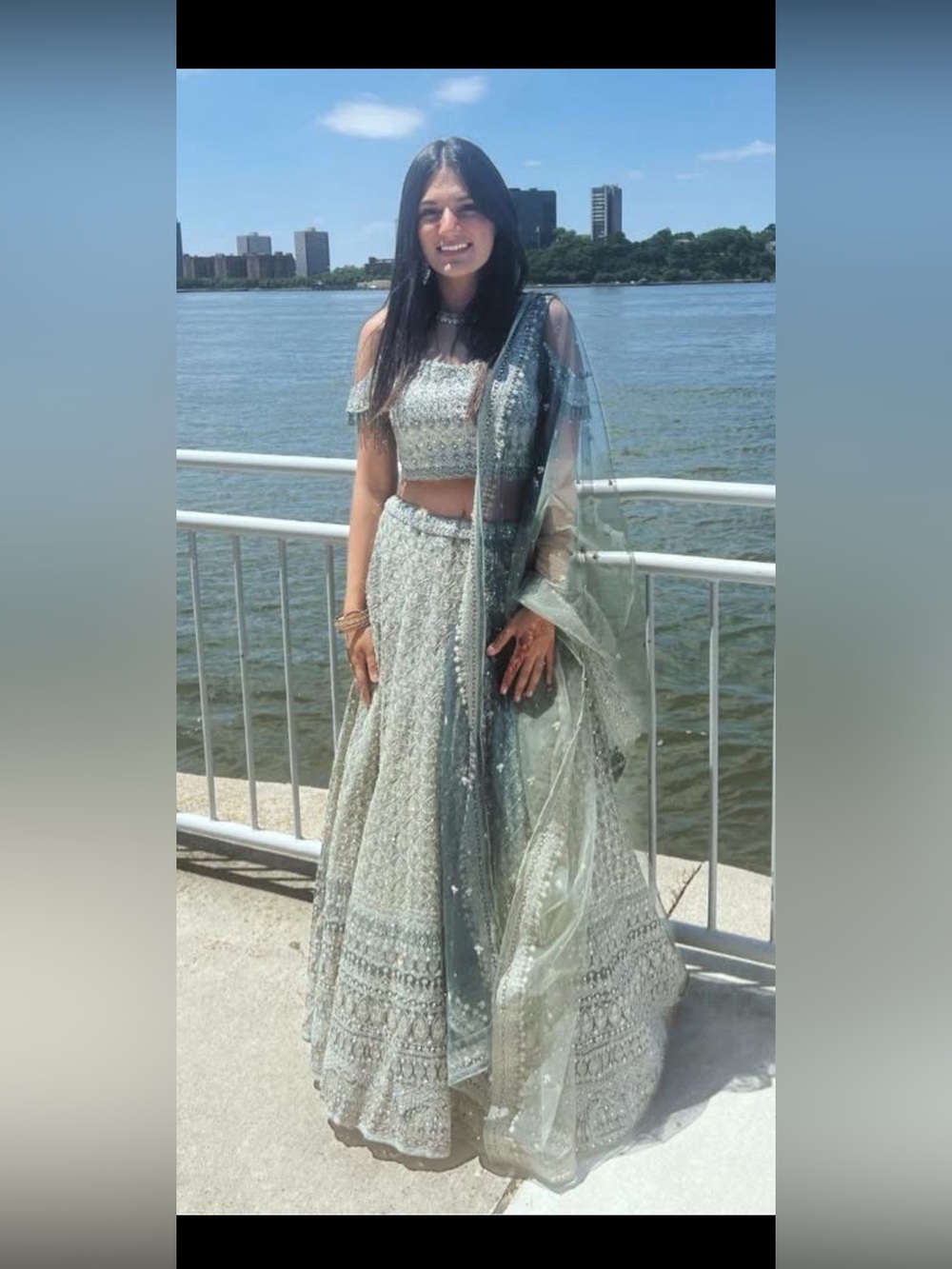 Embellished Sage Green Lehenga set
